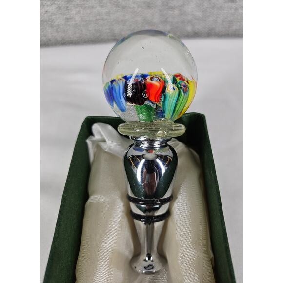 AUTHENTIC MURANO MILLEFIORI GLASS WINE BOTTLE STOPPER – HANDCRAFTED IN ITALY - Picture 4 of 7